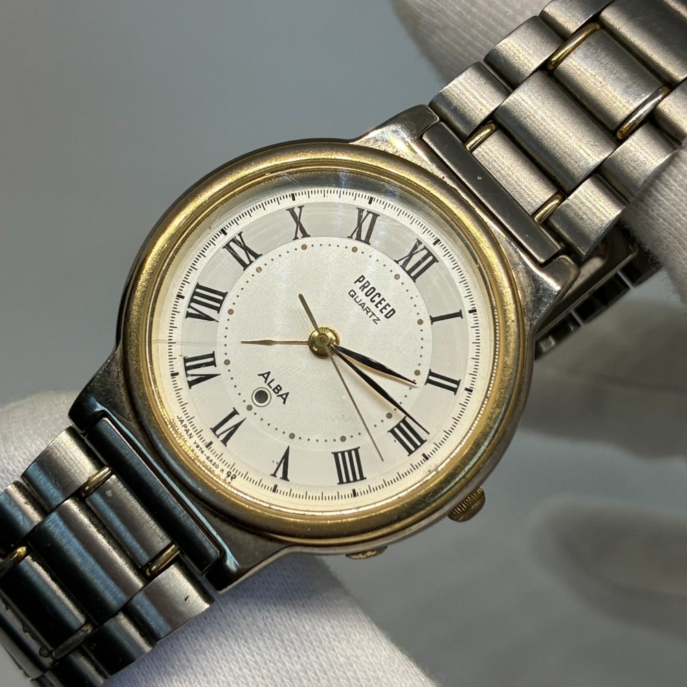 Seiko ALBA Proceed Y974-6A20 Quartz Watch Roman Numeral Dial Unisex-Working!